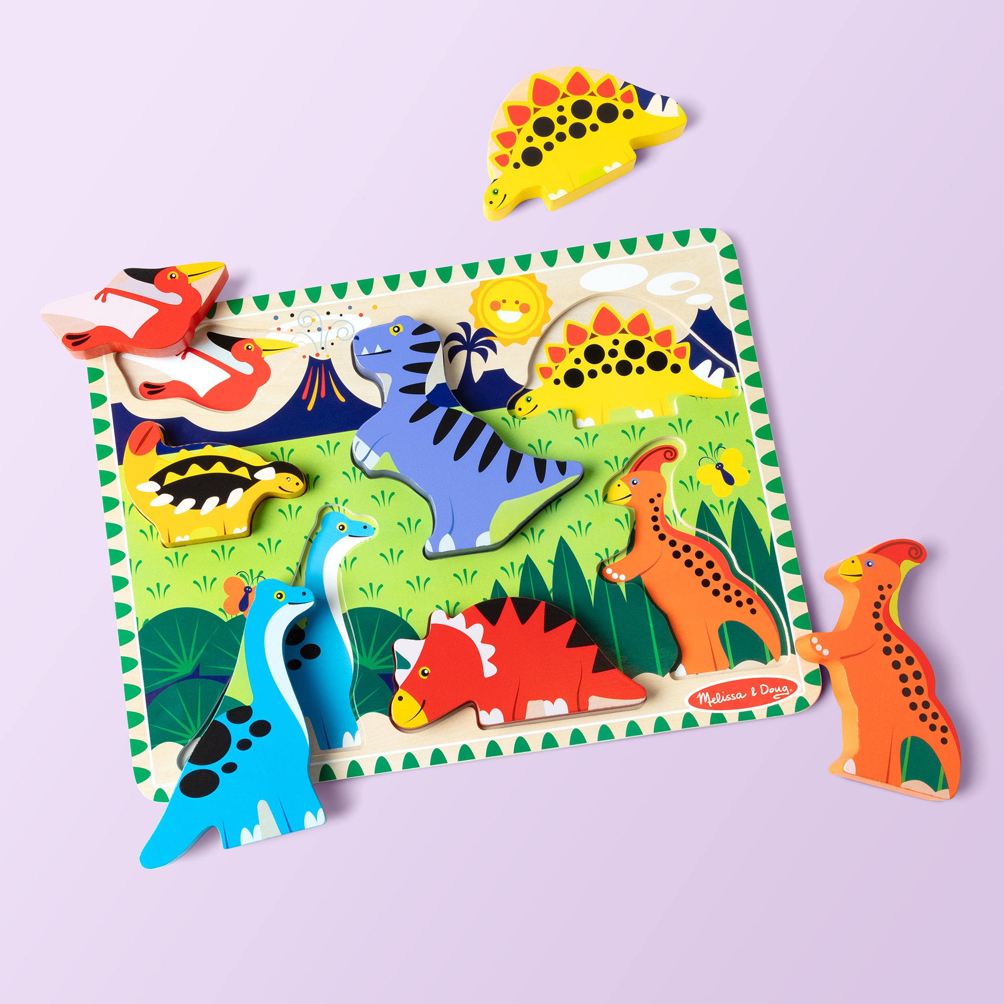 Melissa & Doug Dinosaur Wooden Chunky Puzzle (7 pcs) - FSC Certified