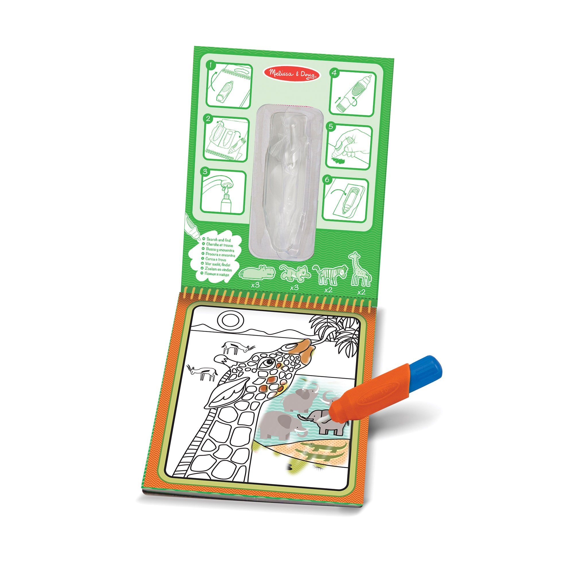 Melissa & Doug On the Go Water Wow! Reusable Water-Reveal Activity Pad - Safari - FSC Certified