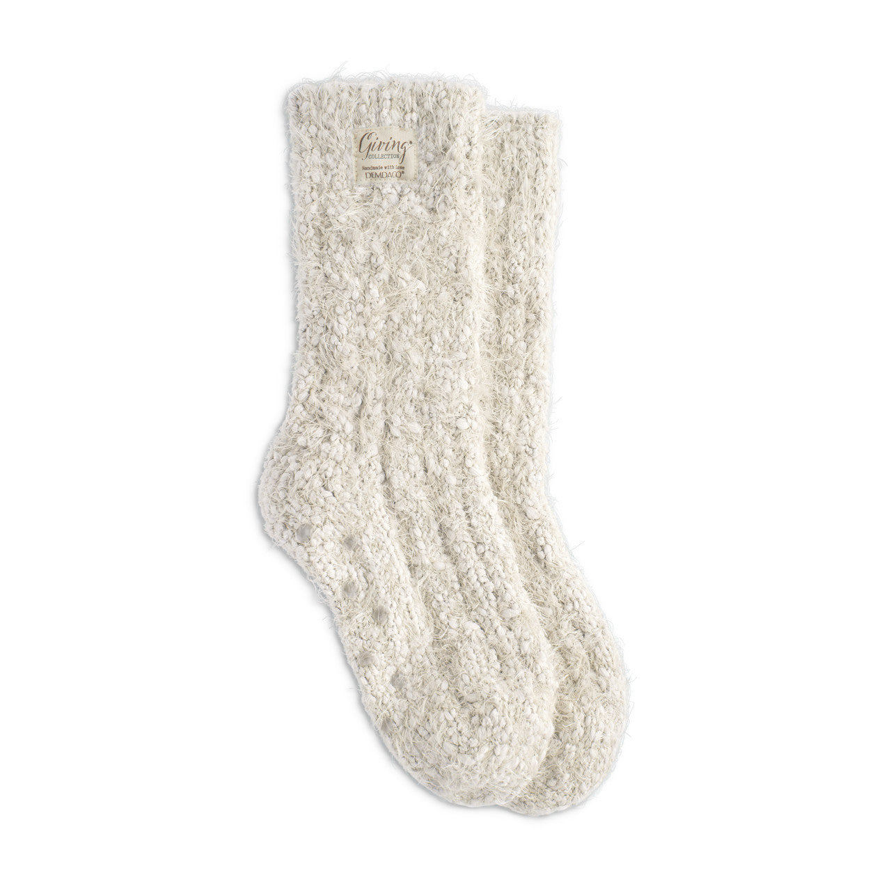 Cream Women's Fuzzy Giving Socks with Grippers - Giving Collection By Demdaco - A. Dodson's