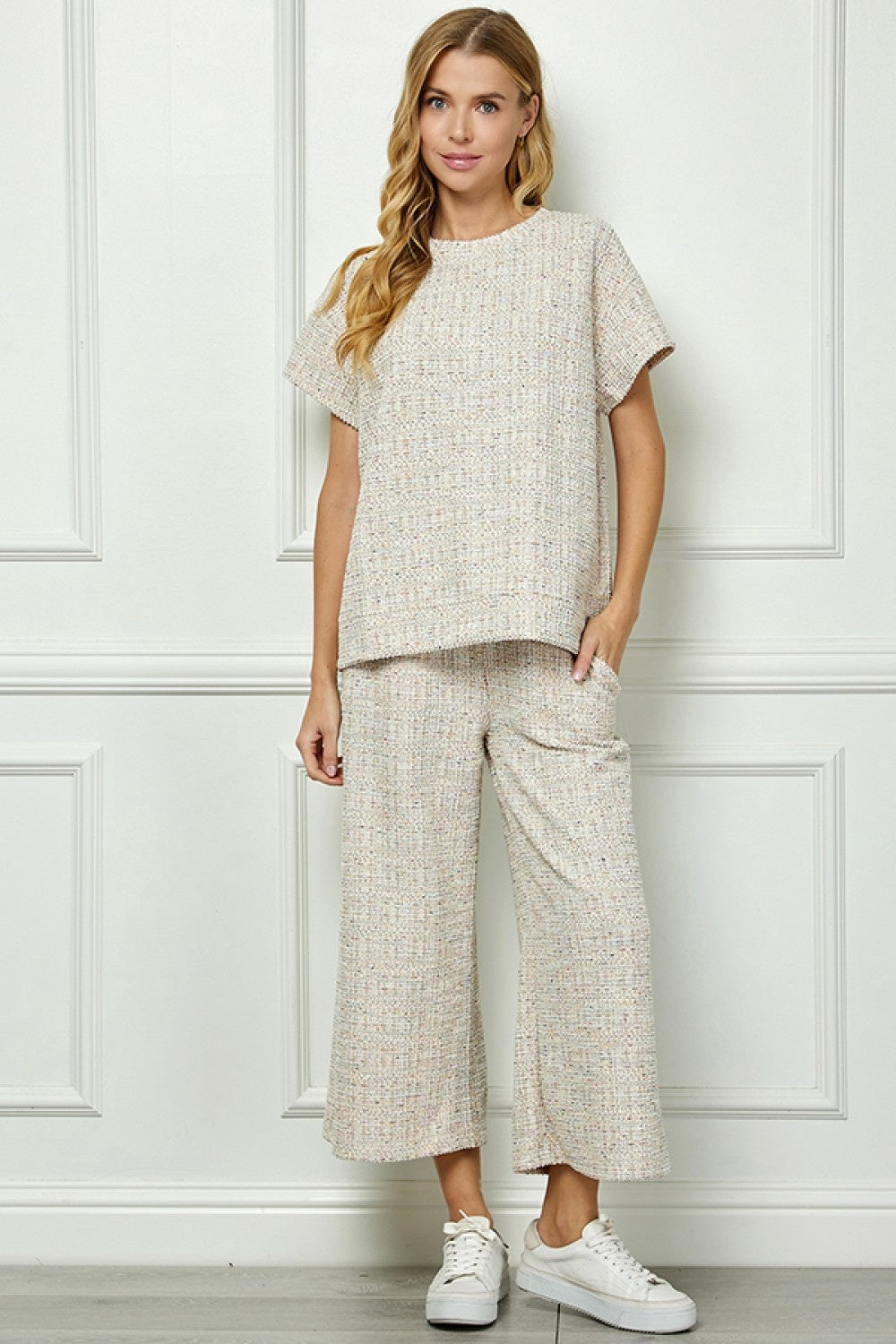 TAYLOR BOUCLE TEXTURED WIDE TOP - A. Dodson's