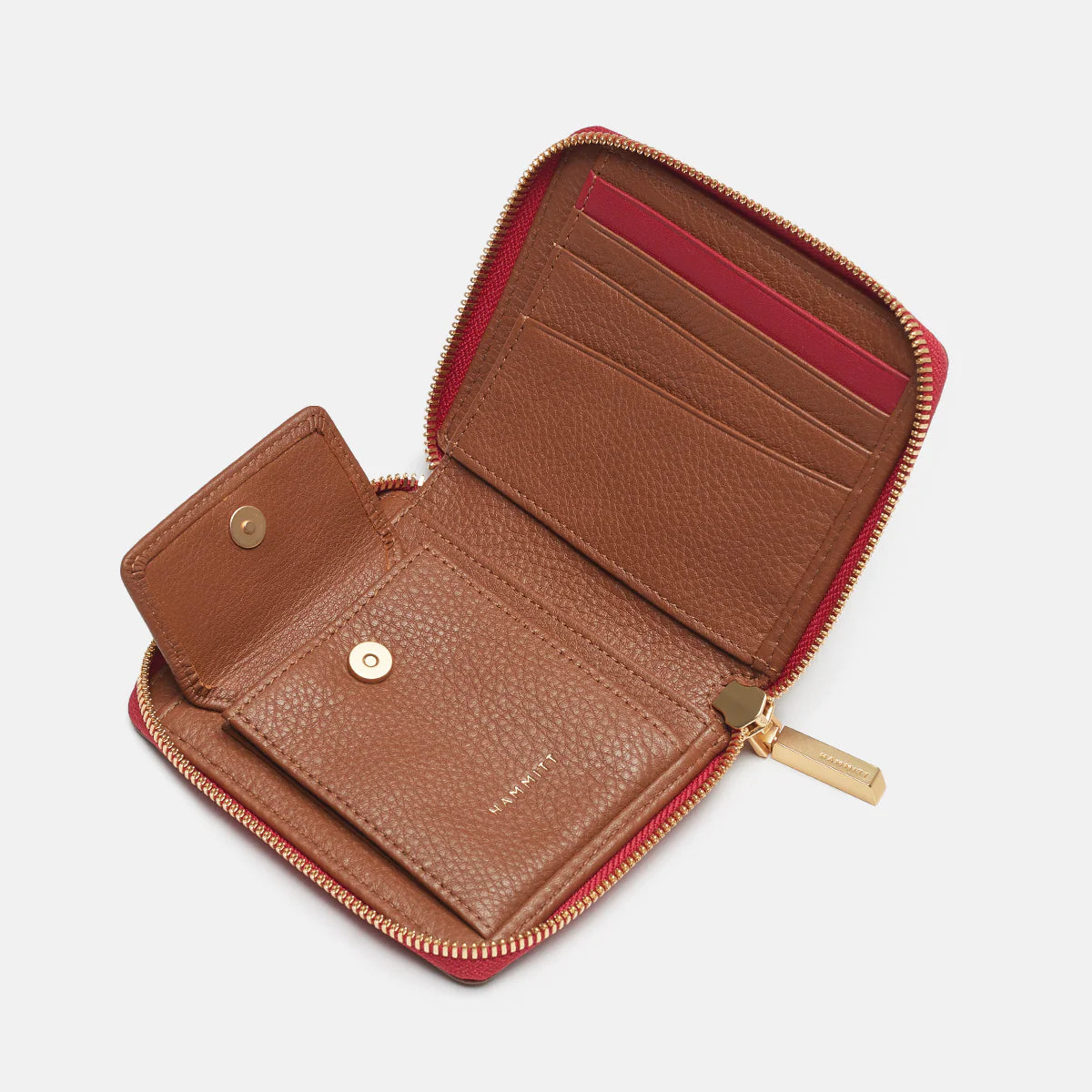 Hammitt 5 North Wallet in Mahogany Pebble/Brushed Gold Red Zip - A. Dodson's