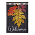 Welcome Autumn Leaves Garden Linen Flag - A. Dodson's