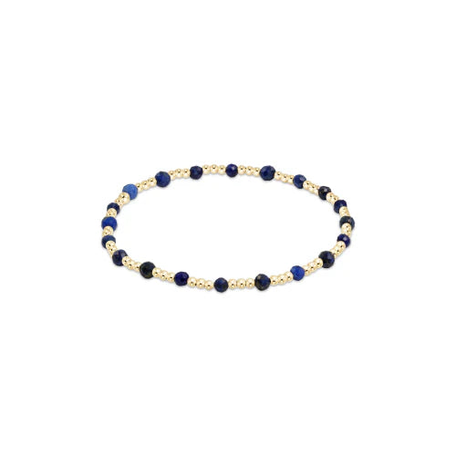 gemstone gold sincerity pattern 3mm bead bracelet - lapis by enewton