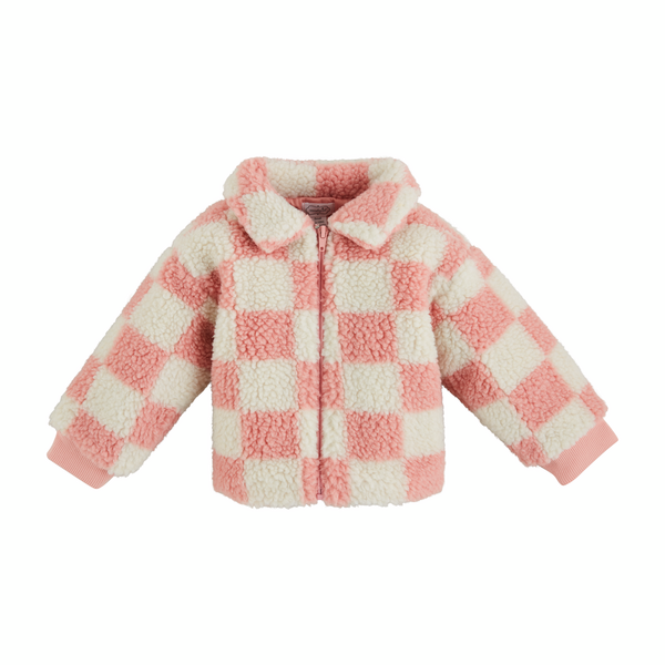 PINK CHECK SHERPA TODDLER JACKET BY MUD PIE - A. Dodson's