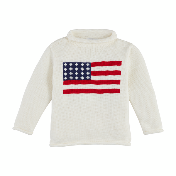 FLAG ROLLNECK TODDLER SWEATER BY MUD PIE