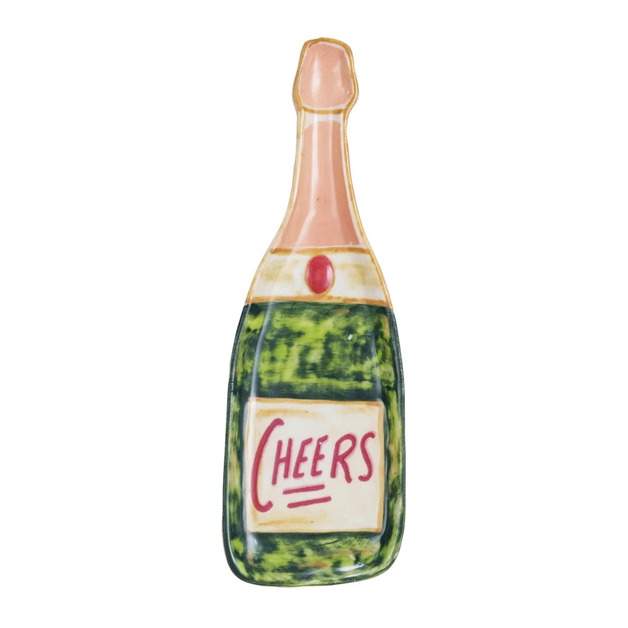 Champagne Bottle Shaped Dish "Cheers"