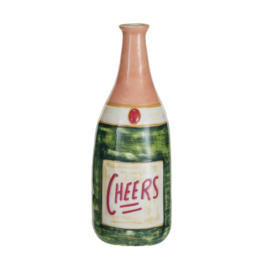 Champagne Bottle Shaped Vase "Cheers"