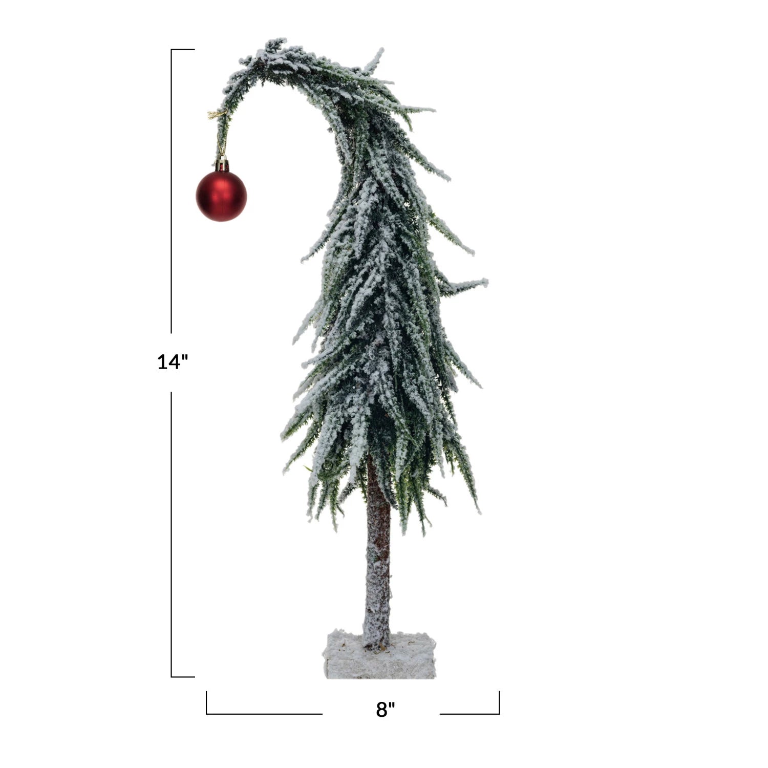 Snow Tipped Evergreen Trees w/ Red Ball Ornament - A. Dodson's