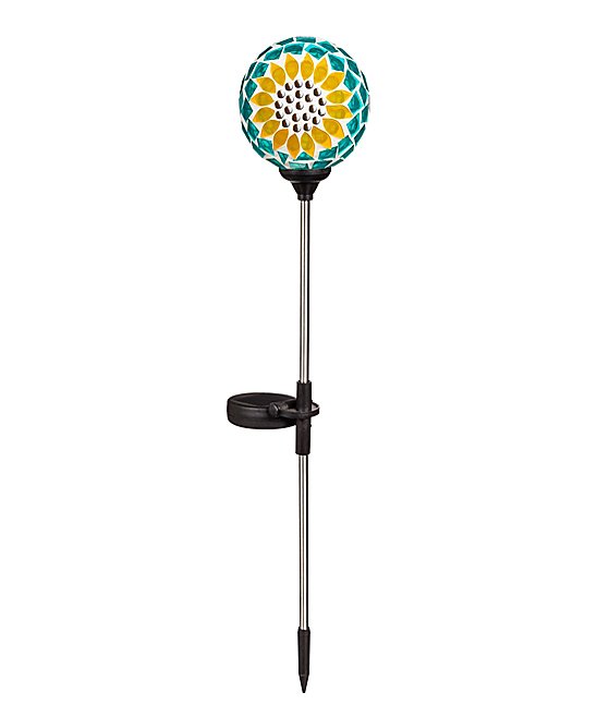 22"H Solar Sunflower Mosaic Globe Garden Stakes, 2 Colors