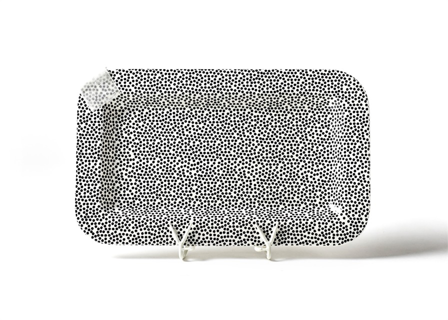 HAPPY EVERYTHING BLACK SMALL DOT ENTERTAINING MINI RECTANGLE PLATTER - A. Dodson's