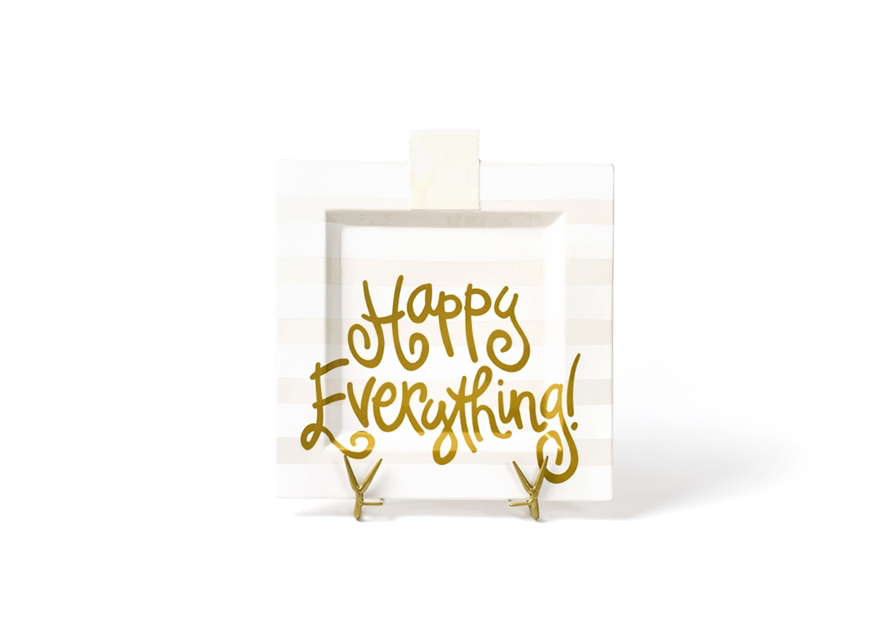 HAPPY EVERYTHING WHITE STRIPE BIG SQUARE PLATTER - A. Dodson's