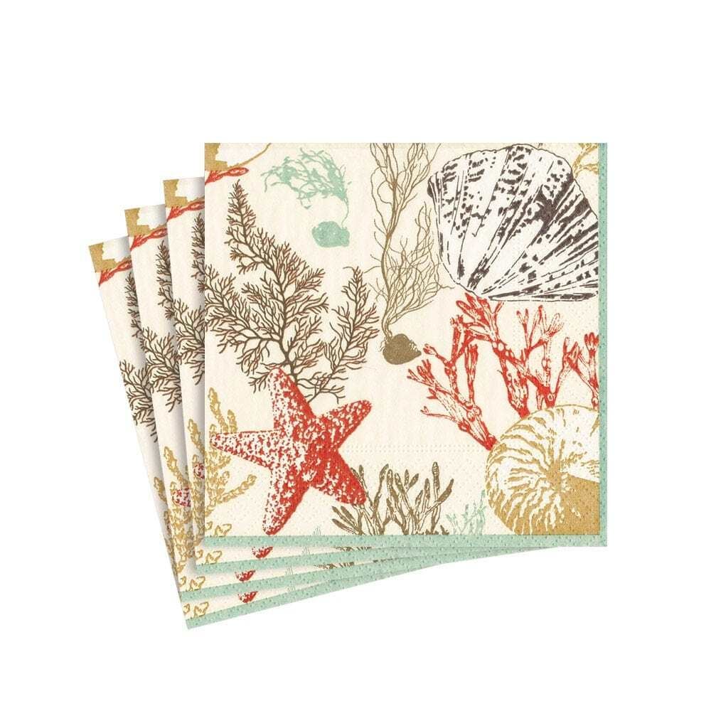 Marine Study Ivory Cocktail Napkins - A. Dodson's