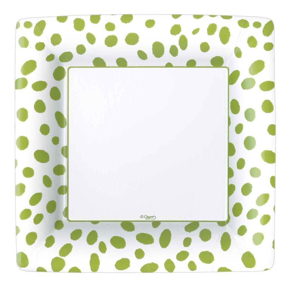 SPOTS GREEN SQUARE PAPER PLATES - A. Dodson's