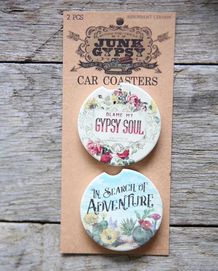 Gypsy Soul/ In Search Of Adventure Car Coaster Set - A. Dodson's