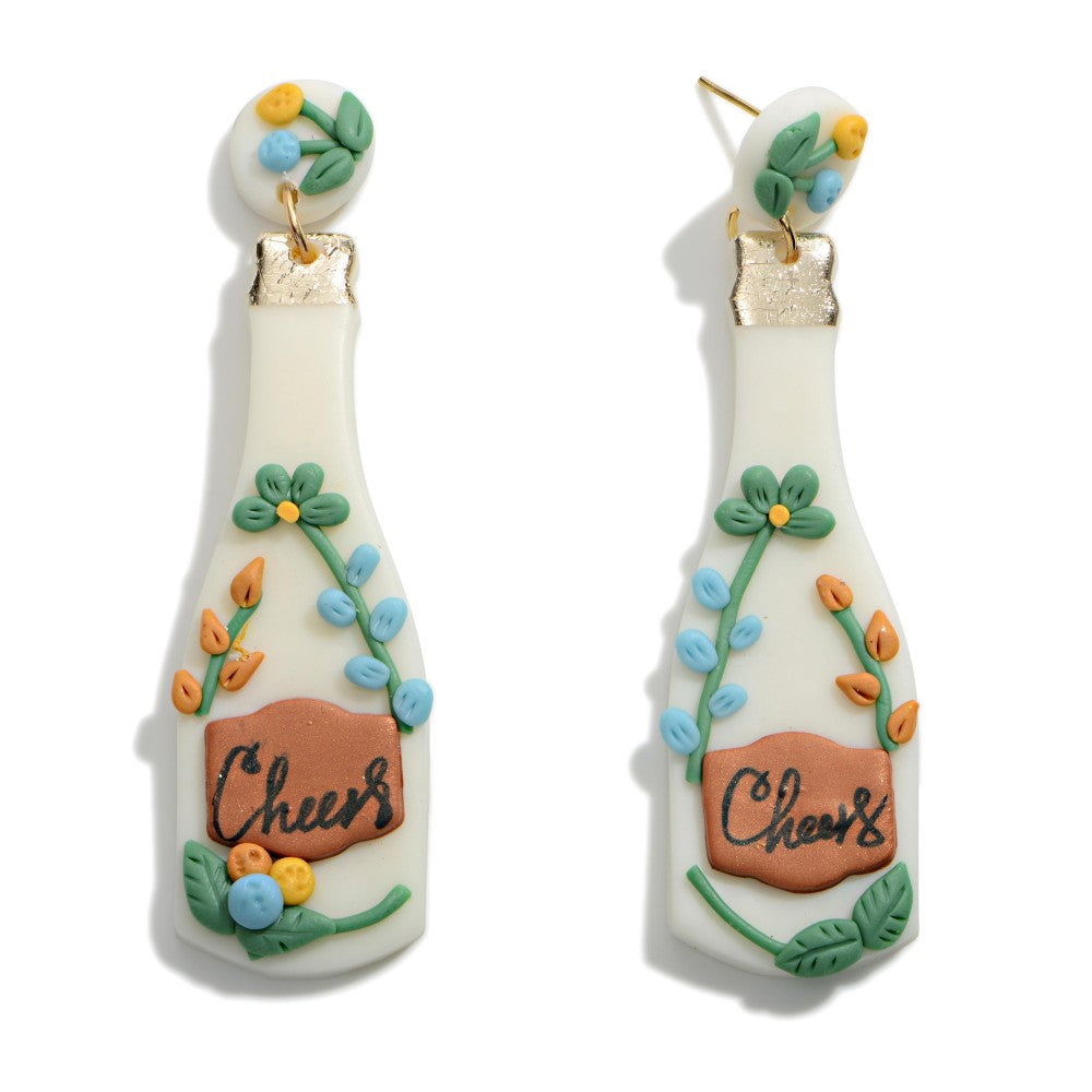 CHEERS BOTTLE EARRINGS - A. Dodson's