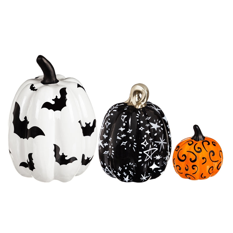 Printed Ceramic Pumpkins, Halloween Night - 3 Sizes - A. Dodson's