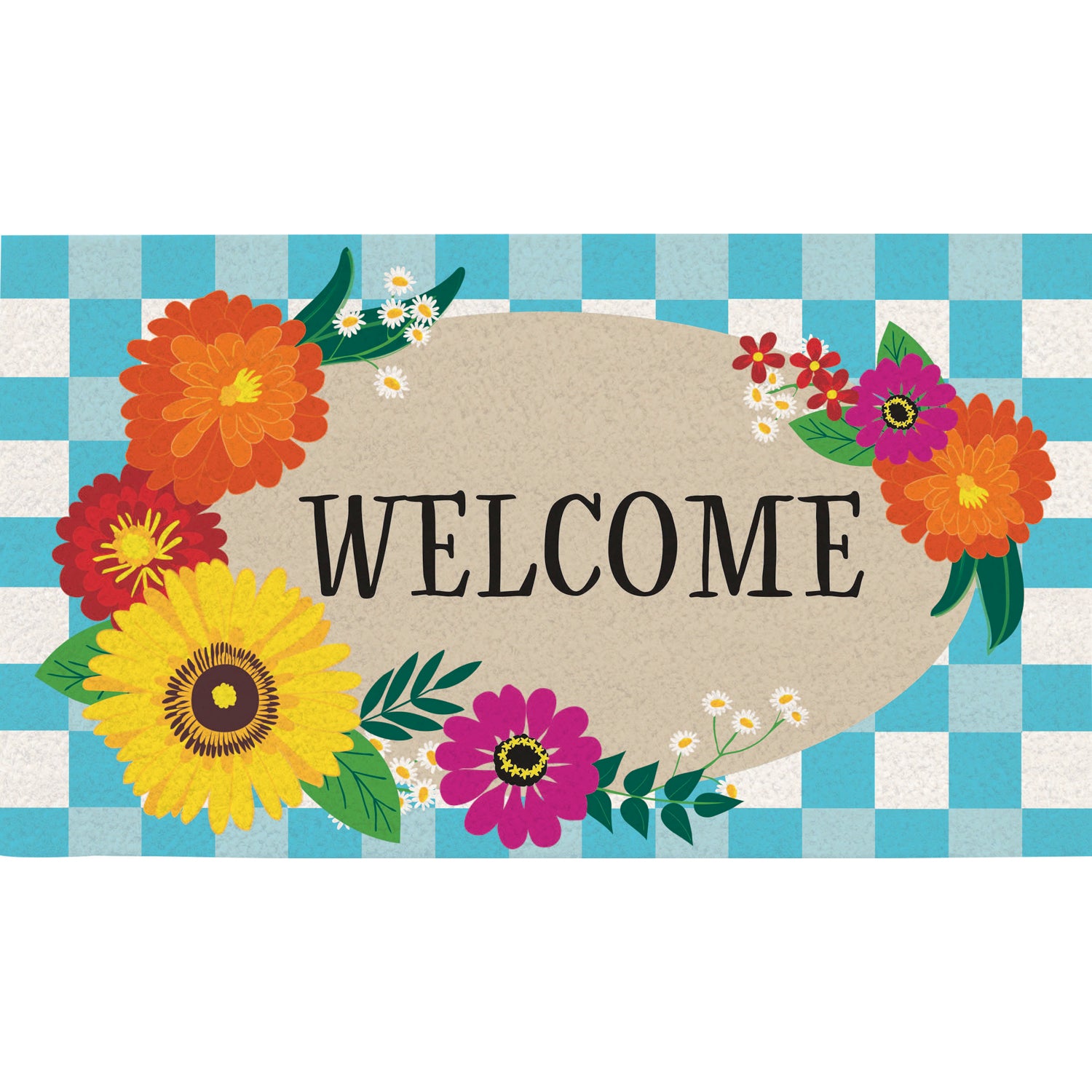 Plaid Floral Welcome Coir Mat - A. Dodson's