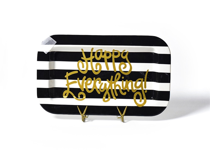 HAPPY EVERYTHING BLACK STRIPE HAPPY EVERYTHING MINI RECTANGLE PLATTER - A. Dodson's