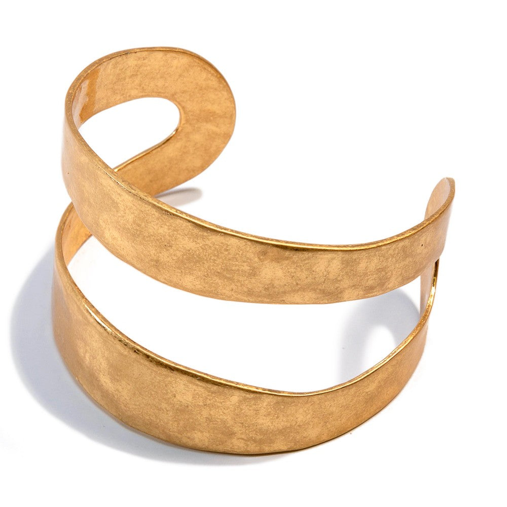 GOLD HAMMERED CUFF BRACELET - A. Dodson's