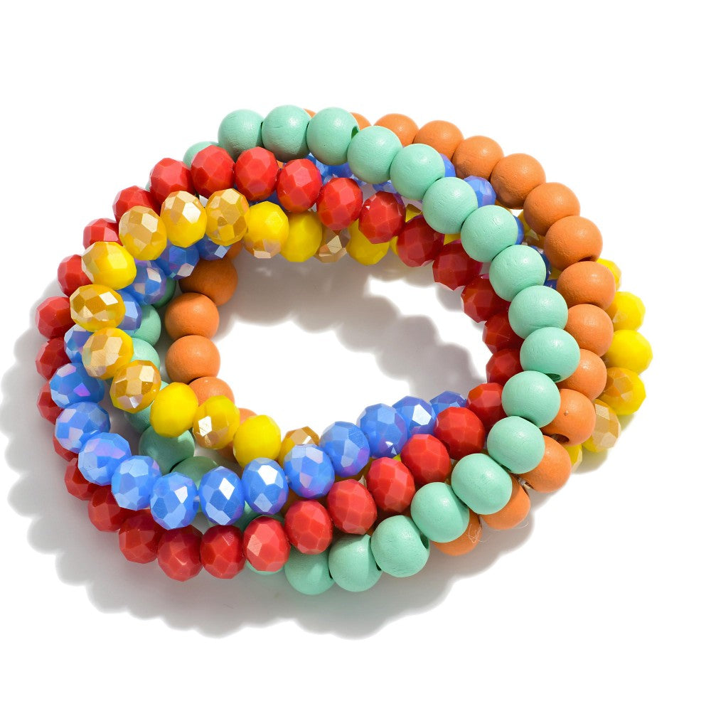 MULTI-COLORED BEADED BRACELET STACK - A. Dodson's