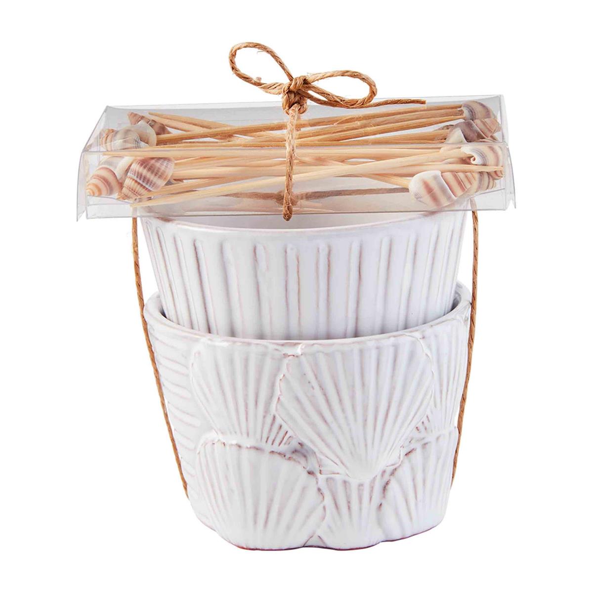 Fan Shell Ramekin & Toothpick Set BY MUD PIE - A. Dodson's