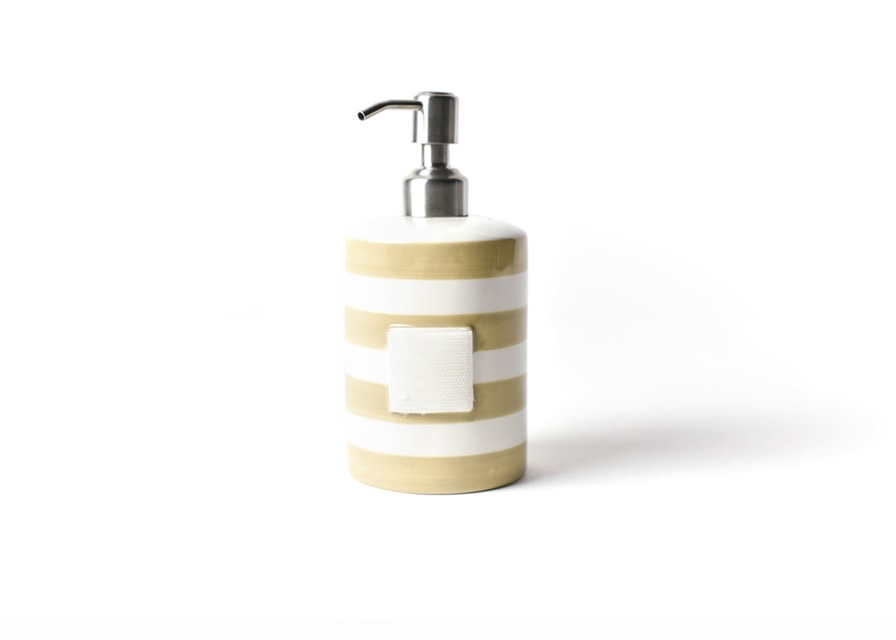 HAPPY EVERYTHING NEUTRAL STRIPE MINI CYLINDER SOAP PUMP - A. Dodson's