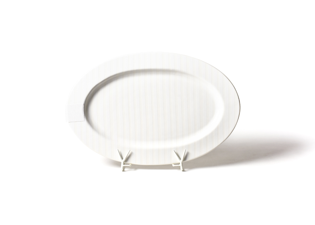 HAPPY EVERYTHING WHITE STRIPE BIG 20 OVAL ENTERTAINING PLATTER - A. Dodson's