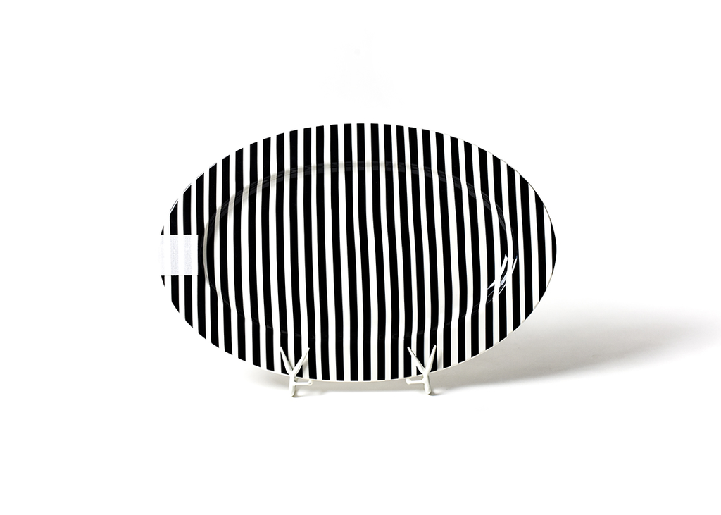 HAPPY EVERYTHING BLACK STRIPE BIG 20 OVAL ENTERTAINING PLATTER - A. Dodson's