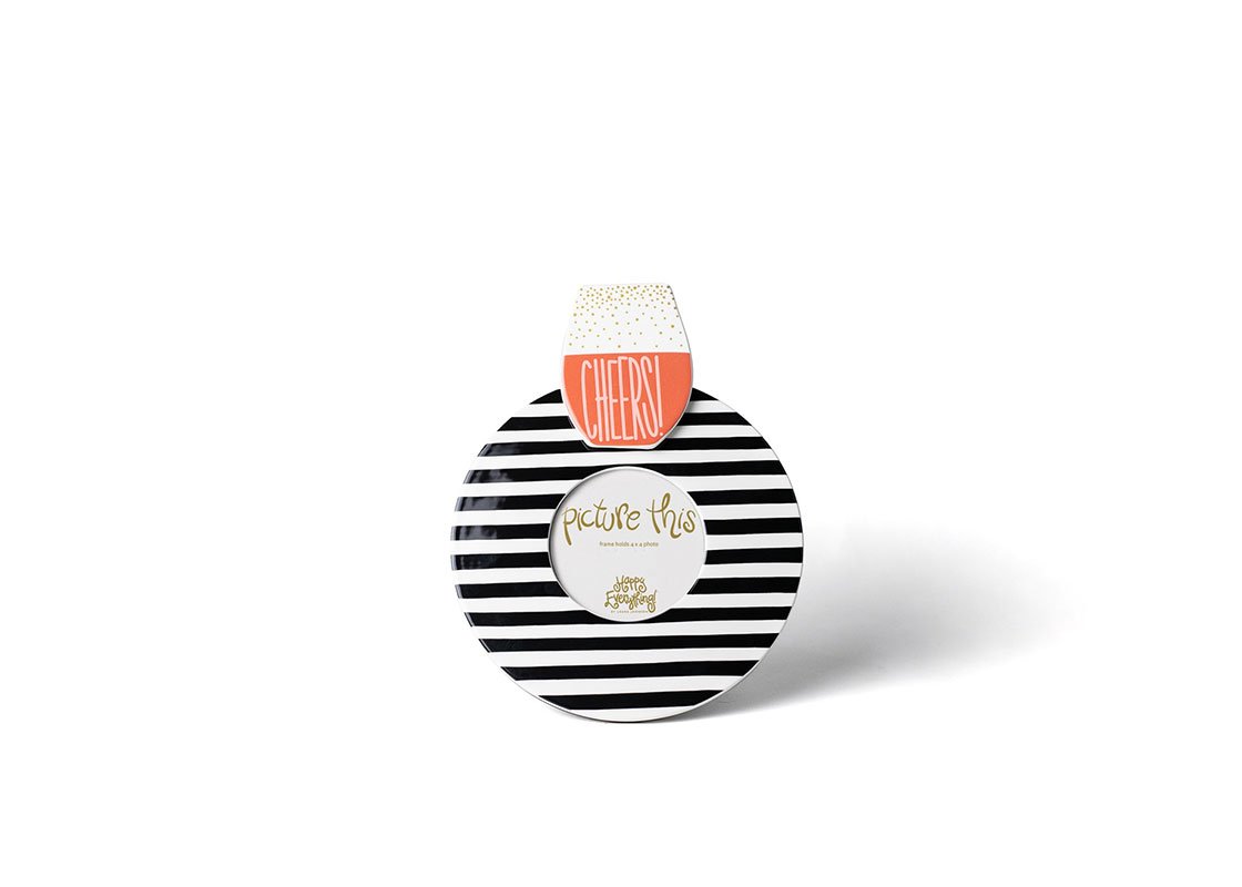 Happy Everything Black Medium Stripe Mini Round Frame - A. Dodson's