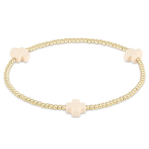 signature cross gold pattern 2mm bead bracelet - off-white by enewton - A. Dodson's