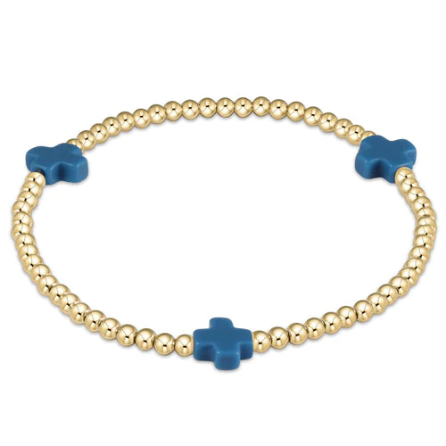 signature cross gold pattern 3mm bead bracelet - cobalt by enewton - A. Dodson's