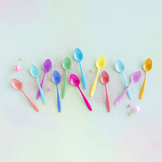 Glitterville Sugar Sweet Spoon, 12 Asst, Enameled Stainless, 6.5"