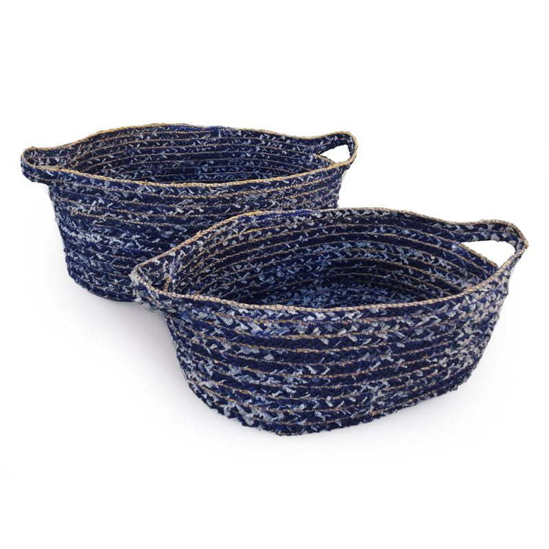 DENIM OVAL BASKETS, SET OF 2 BY NAPA HOME & GARDEN - A. Dodson's