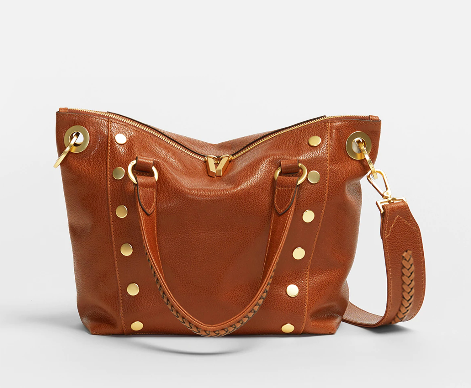 Hammitt Daniel Medium Satchel Bag in Manzanita Tan/Brushed Gold - A. Dodson's