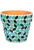 Nesting Green & Blue Leaf Mosaic Cachepots, 2 Sizes - A. Dodson's