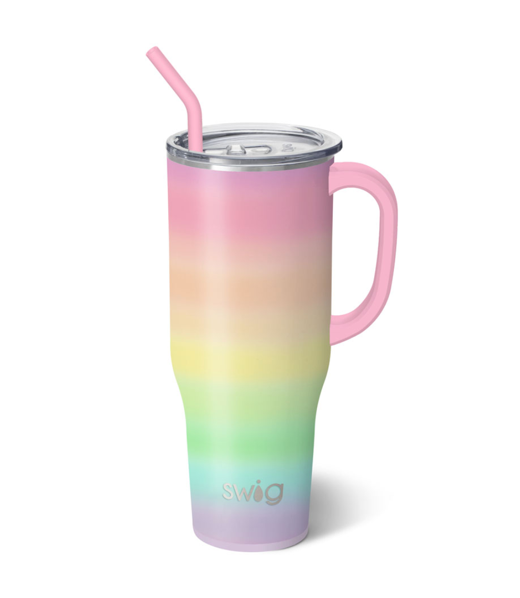 Valentines Rainbow Can Glass | Iced Coffee | Pink Rainbow | Red Rainbow |  Aesthetic Coffee Cup | Bamboo Lid | Glass Straw