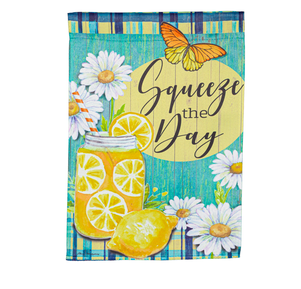 Squeeze the Day Mason Jar Garden Suede Flag - A. Dodson's