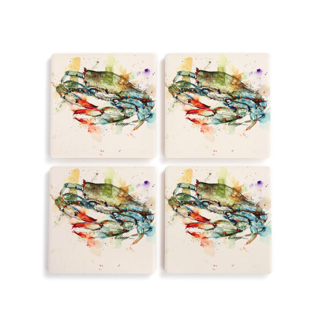 Dean Crouser Blue Crab Coasters - Set of 4 - A. Dodson's