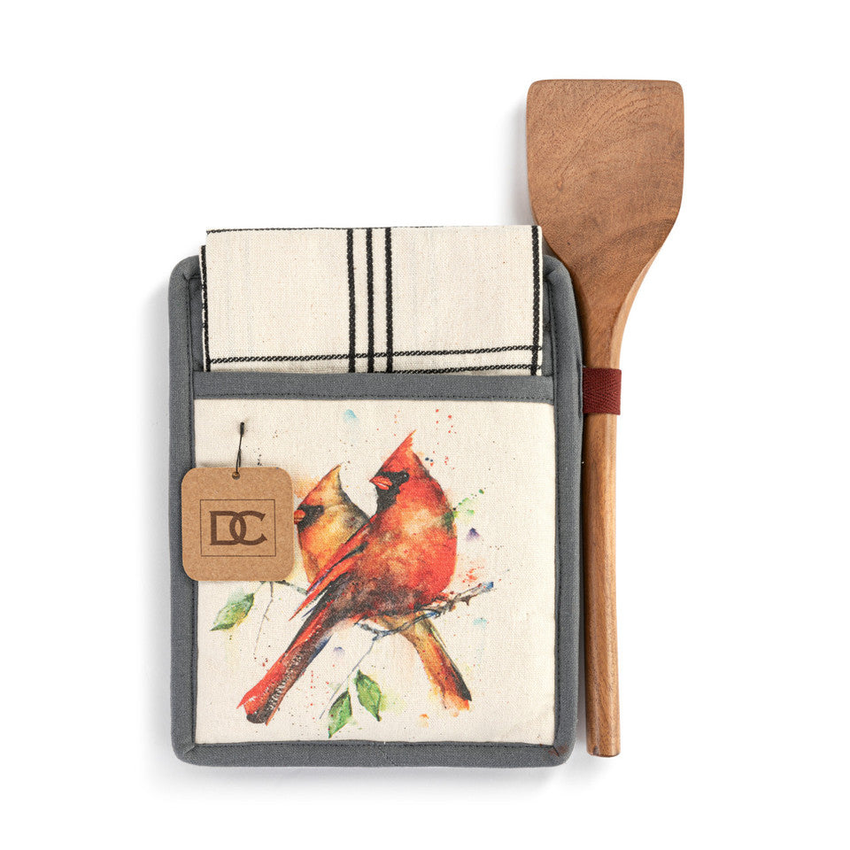 Cardinal Pair Hot Pad & Towel with Spatula Set By Demdaco - A. Dodson's