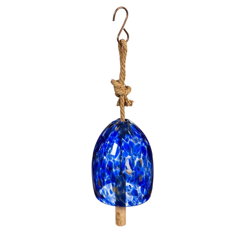 ART GLASS SPECKLE DEEP BLUE BELL CHIME - A. Dodson's