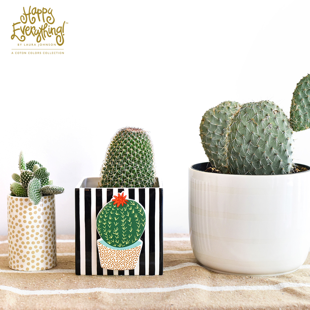 HAPPY EVERYTHING BLACK STRIPE MINI NESTING CUBE MEDIUM - A. Dodson's