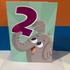 FOIL AND GLITTER - 2 YEAR OLD ELEPHANT CARD - A. Dodson's