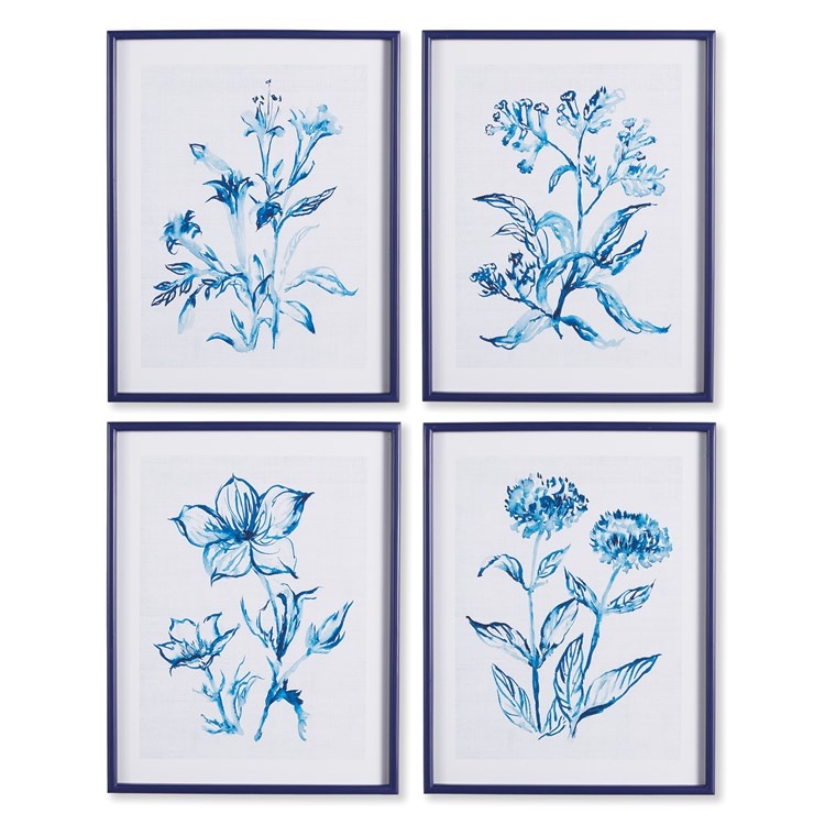 INDIGO WATERCOLOR BOTANICAL PRINTS, SET OF 4 BY NAPA HOME & GARDEN - A. Dodson's